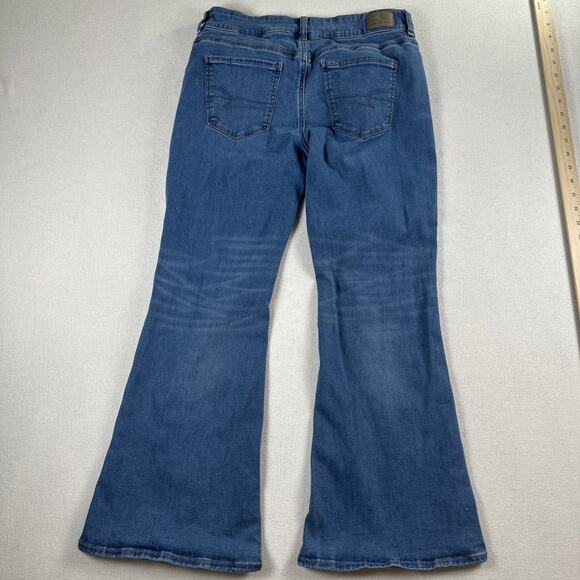 American Eagle Jeans Womens 12 Short AE Hipster Low Rise Boot Flare Stretch - Picture 13 of 14